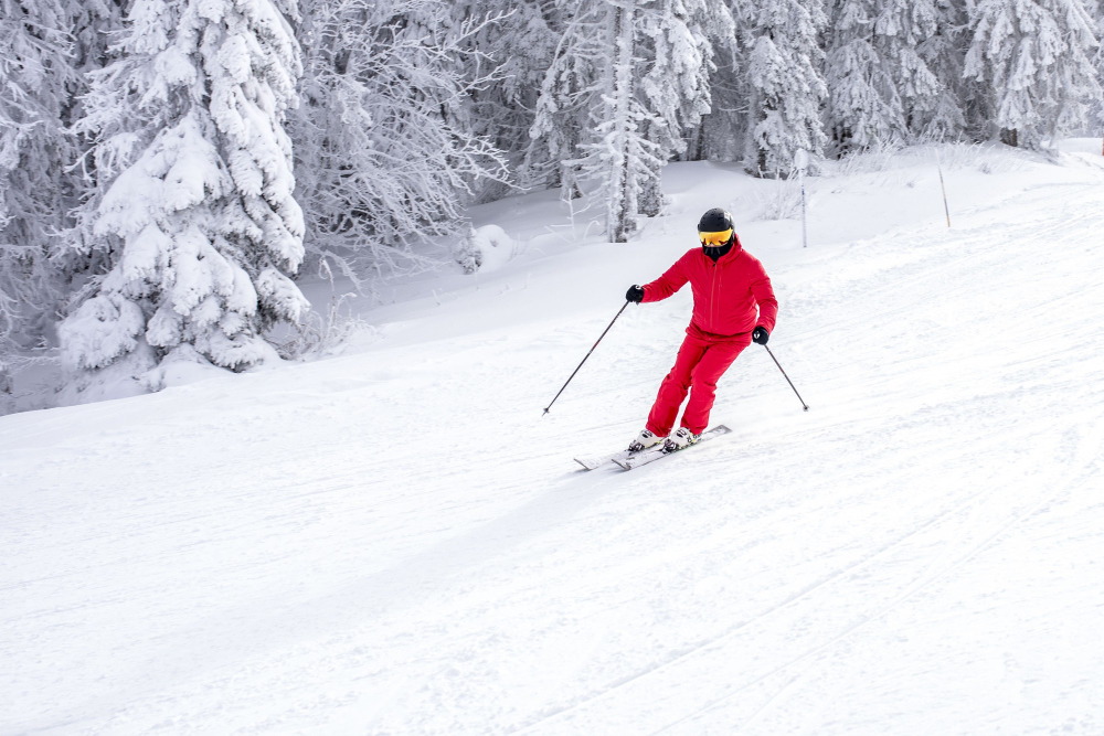 Personne faisant du ski Pour les transports en taxi à Embrun vers les stations